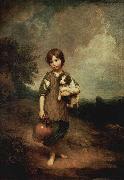 Thomas Gainsborough Dorfmadchen mit Hund und Henkelkrug oil on canvas